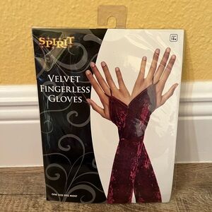 Burgundy Velvet Fingerless Gloves Costume